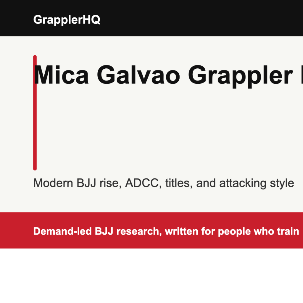 Mica Galvao grappler profile graphic for GrapplerHQ